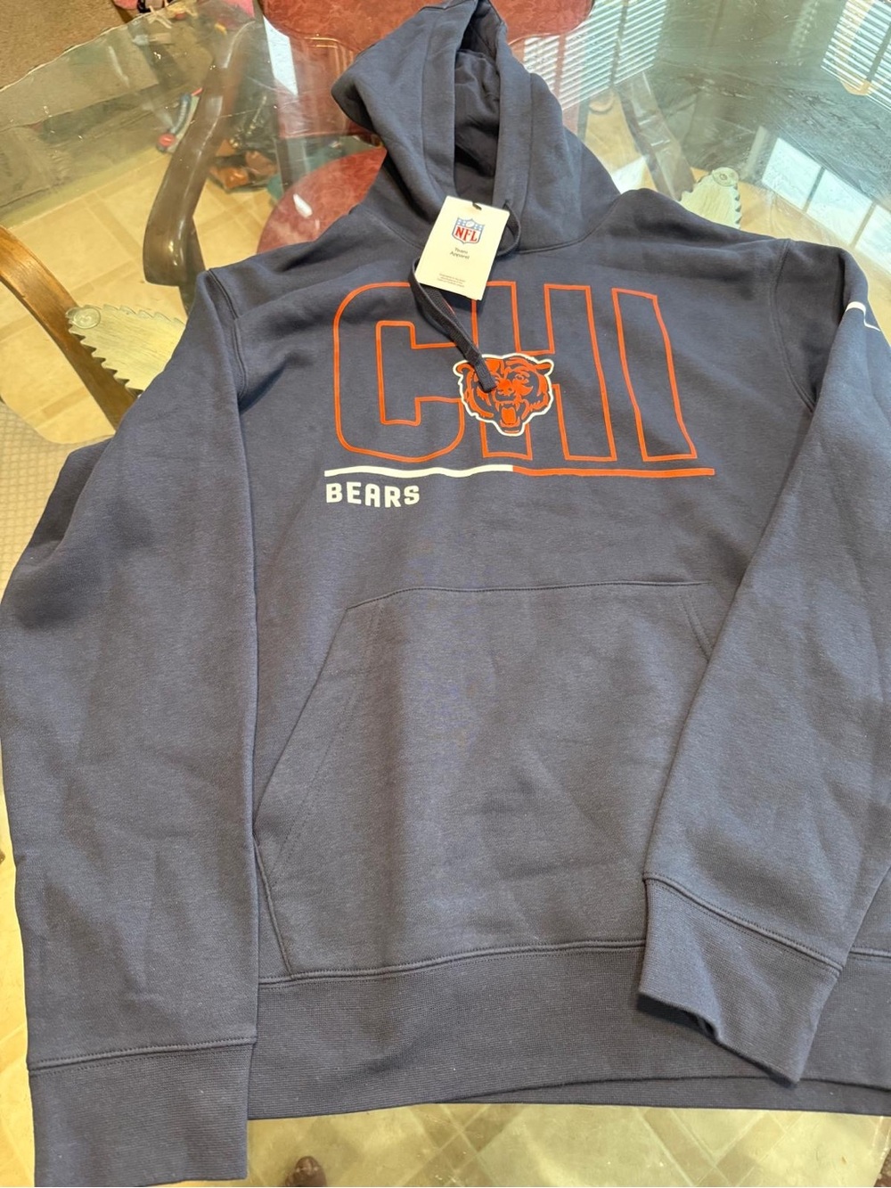 Nike Chicago Bears Navy Hoodie with Orange & White Logo